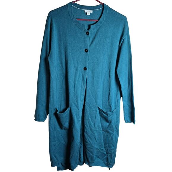 J Jill Sweater Womens Medium Cardigan Blue Pockets - Picture 1 of 6